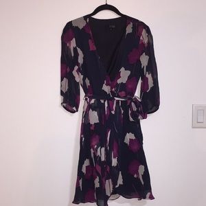 100% Silk Floral dress Nell Couture wrap tie 4 S M